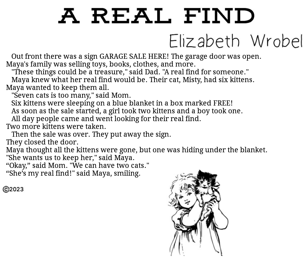 A Real Find a short story by Elizabeth Wrobel