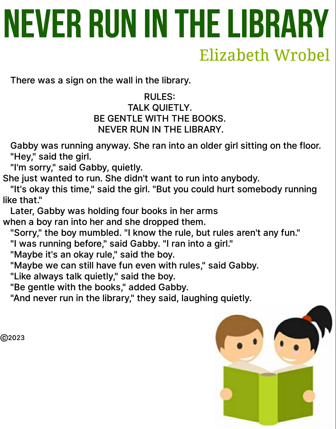 Never Run In The Library a short story by Elizabeth Wrobel