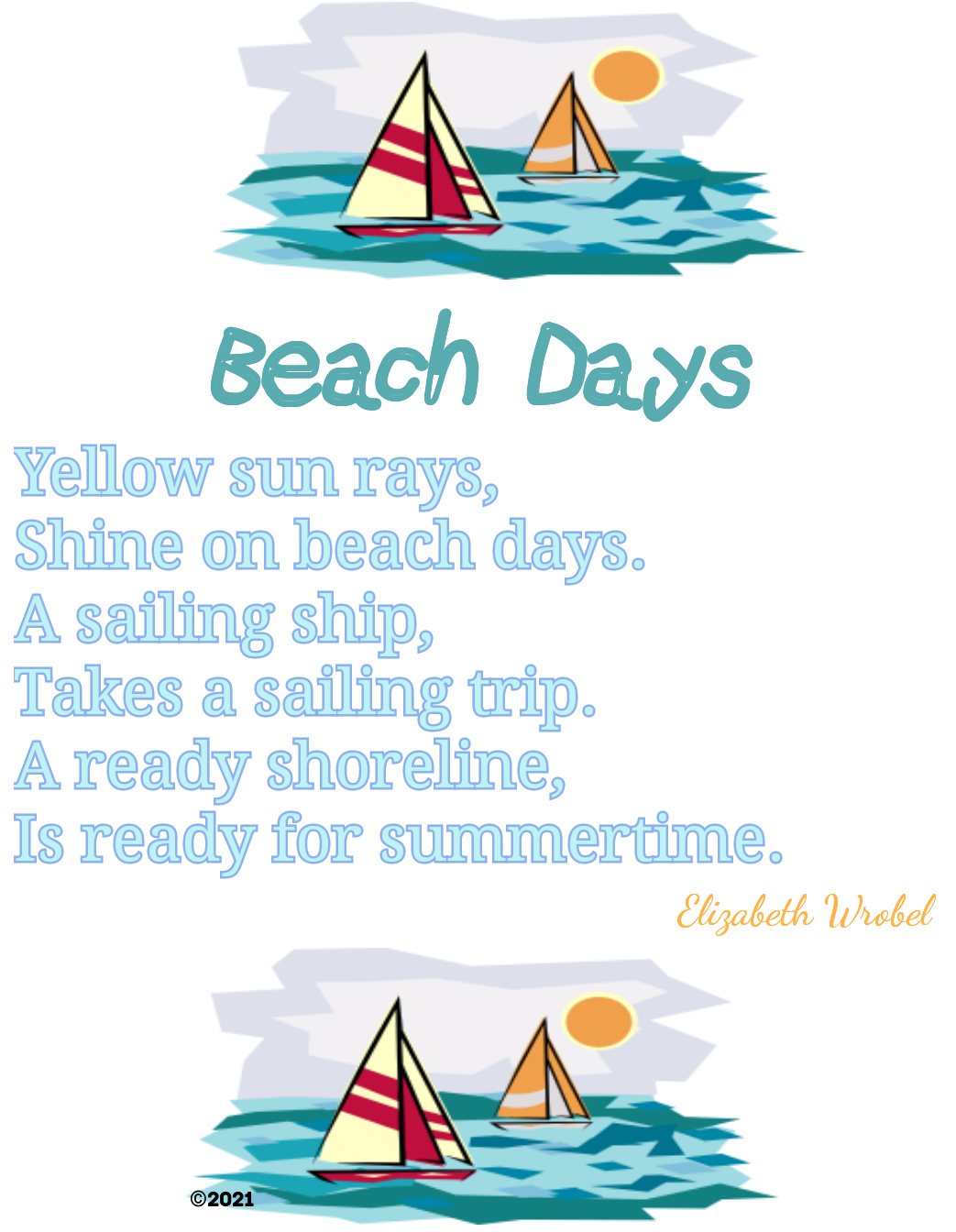 Beach Days a summer poem by Elizabeth Wrobel