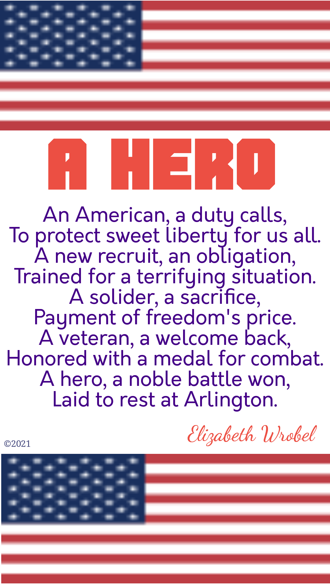 A Hero a patriotic poem by Elizabeth Wrobel