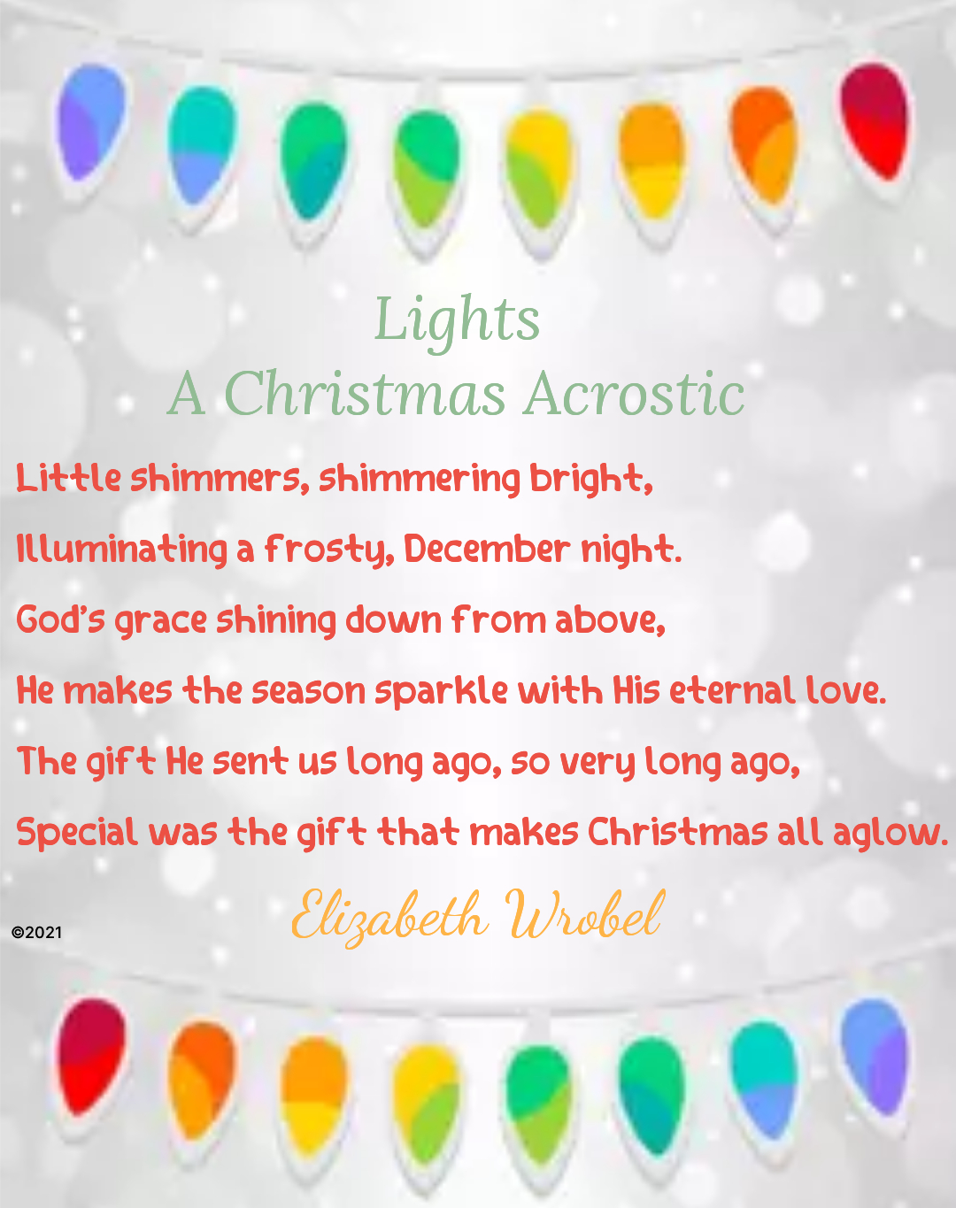 Lights A Christmas Acrostic by Elizabeth Wrobel