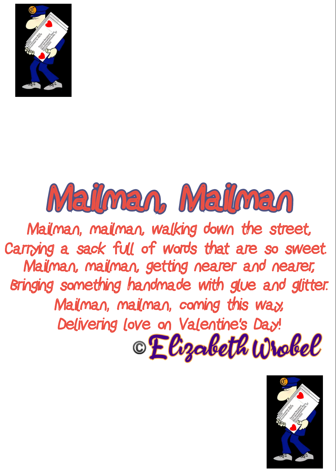 Mailman, Mailman a valentine poem by Elizabeth Wrobel